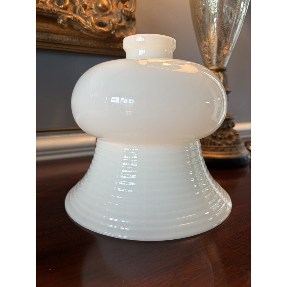 Art Deco Torchiere Floor Lamp Shade White Opaline Milk Glass Vintage MCM 7 3/8"